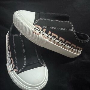 Burberry Kids Black and White Slip-On Sneakers